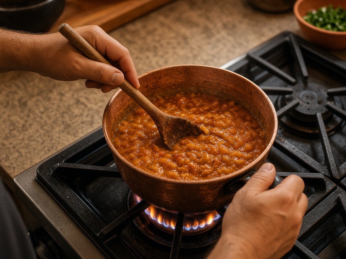 Fogão aceso na cozinha